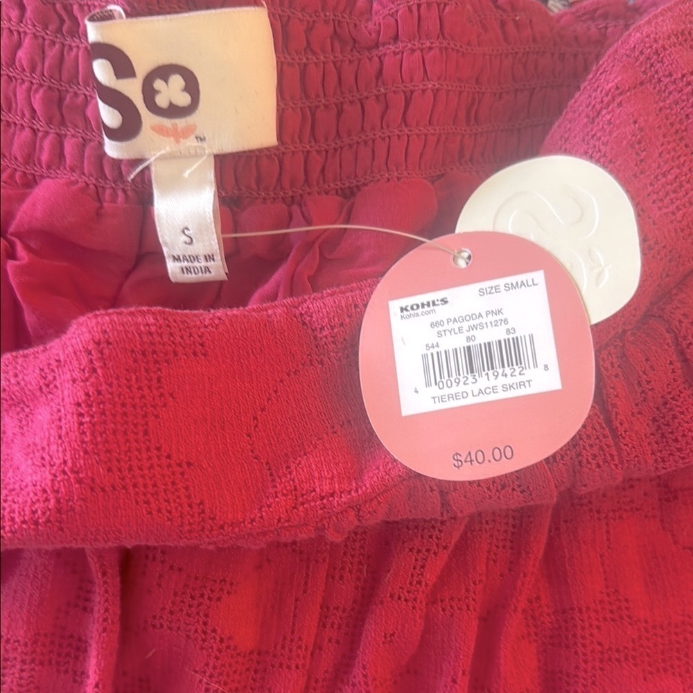 NWT- SO Pink Bubble Mini Skirt Ruffled Lacey Smocked Casual - Picture 4 of 4